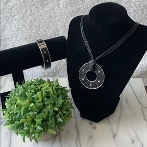 Leather Necklace w/ matching Bangle